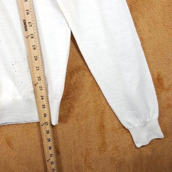 MARNI Sweater Mens Size 50 Off White Pullover VNeck Fine Wool Flowers $895 - Picture 10 of 11